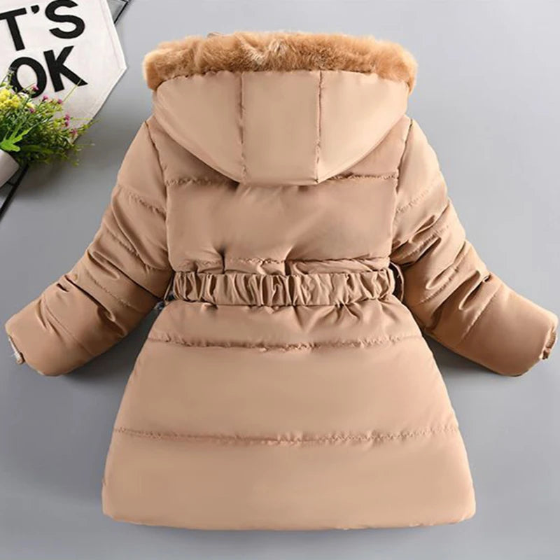 Big Size Winter Girls Jackets Keep Warm Thicken Christmas Coat Autumn Hooded Zipper Waterproof Outerwear Kids Clothes 3-12 Years