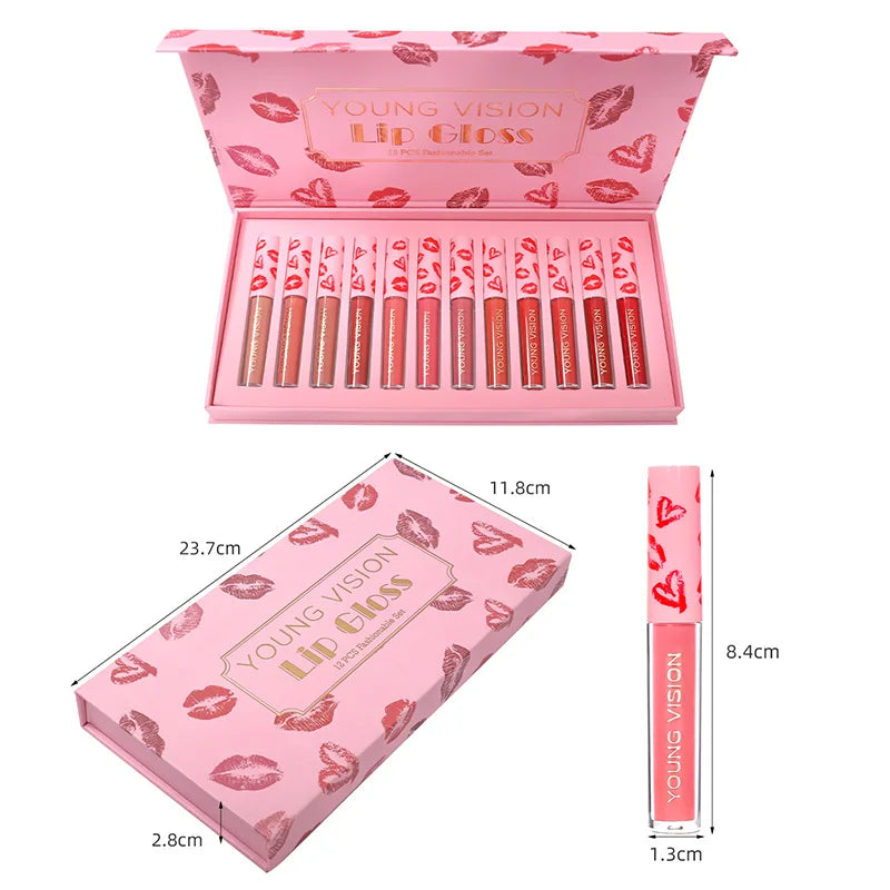 Nude Lip Gloss Rossetto 10 pz/set Nude Lip Gloss Rossetto Velluto Opaco Impermeabile Rossetto Liquido A Lunga Durata Donne Lip Umido Tinta