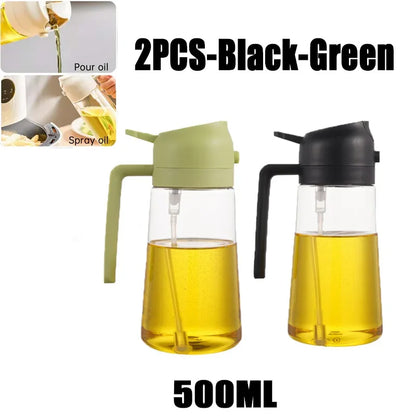 Multifunctional 2 in 1 Glass Oil Dispenser, 1 Count Oil Sprayer with Handle, Oil Dispenser for Cooking, Baking, Frying, Kitchen Utensils & Gadgets