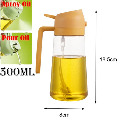 Multifunctional 2 in 1 Glass Oil Dispenser, 1 Count Oil Sprayer with Handle, Oil Dispenser for Cooking, Baking, Frying, Kitchen Utensils & Gadgets