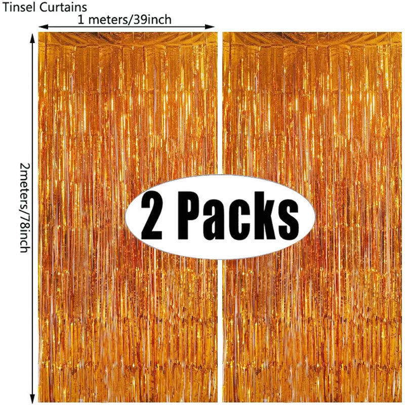 (Copy) Tende Decorative Oro Nero 2 Pezzi - Frangia Foil Metallico per Feste Laurea 2026 Compleanno Matrimonio