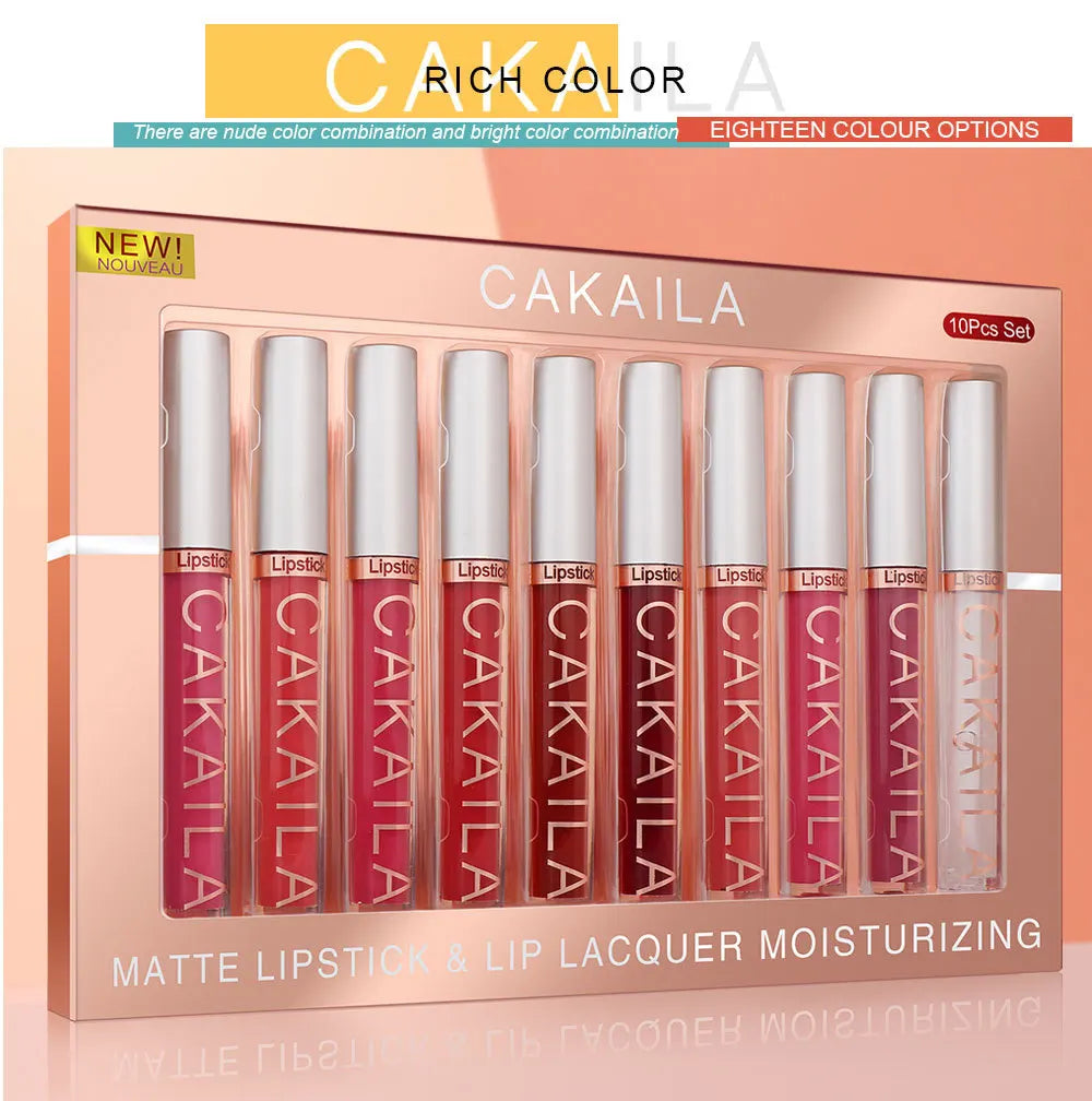 Nude Lip Gloss Rossetto 10 pz/set Nude Lip Gloss Rossetto Velluto Opaco Impermeabile Rossetto Liquido A Lunga Durata Donne Lip Umido Tinta
