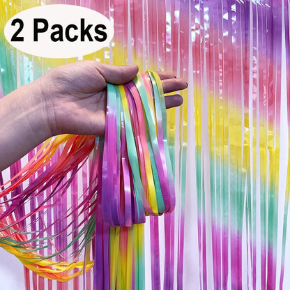 (Copy) Tende Decorative Oro Nero 2 Pezzi - Frangia Foil Metallico per Feste Laurea 2026 Compleanno Matrimonio