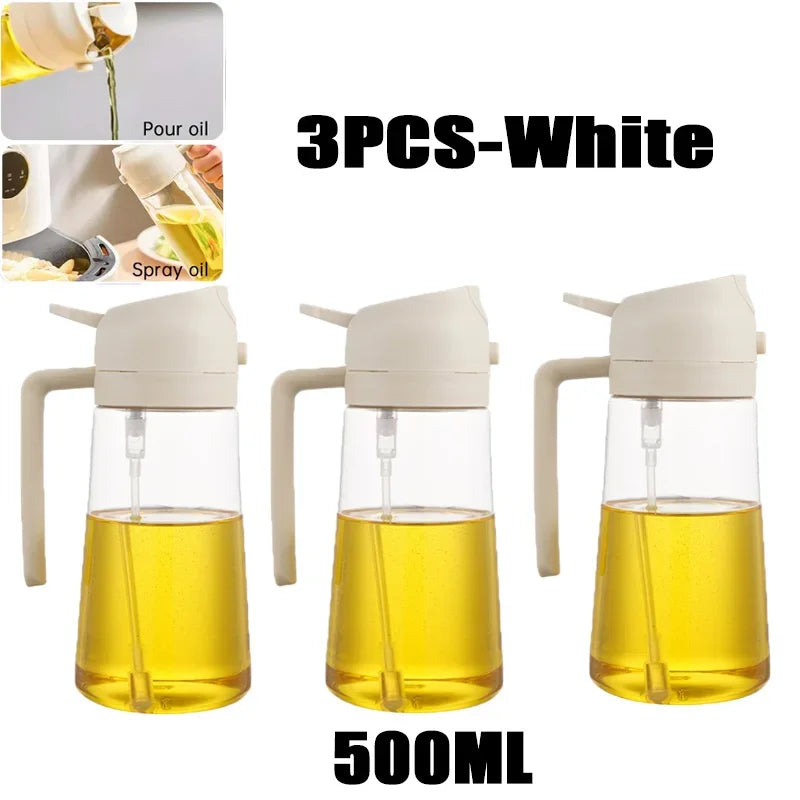 Multifunctional 2 in 1 Glass Oil Dispenser, 1 Count Oil Sprayer with Handle, Oil Dispenser for Cooking, Baking, Frying, Kitchen Utensils & Gadgets