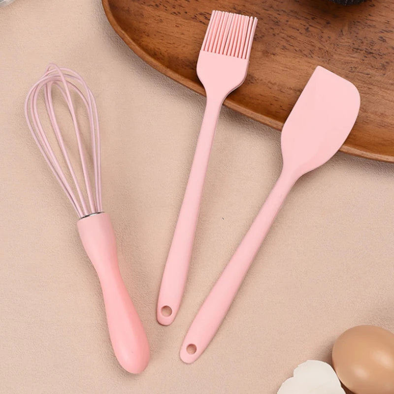 Set Utensili da Cucina in Silicone 3 Pezzi - Spatola, Raschietto e Pennello per Pasticceria e BBQ