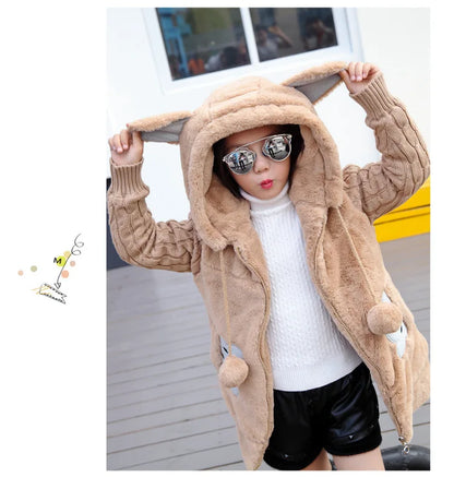Big Size Winter Girls Jackets Keep Warm Thicken Christmas Coat Autumn Hooded Zipper Waterproof Outerwear Kids Clothes 3-12 Years
