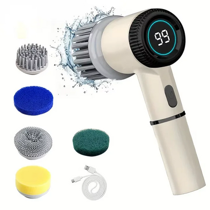Electric Spin Scrubber With 5 Replaceable Brush Head, Three-speed Adjustable Handheld Rechargeable Shower Scrubber