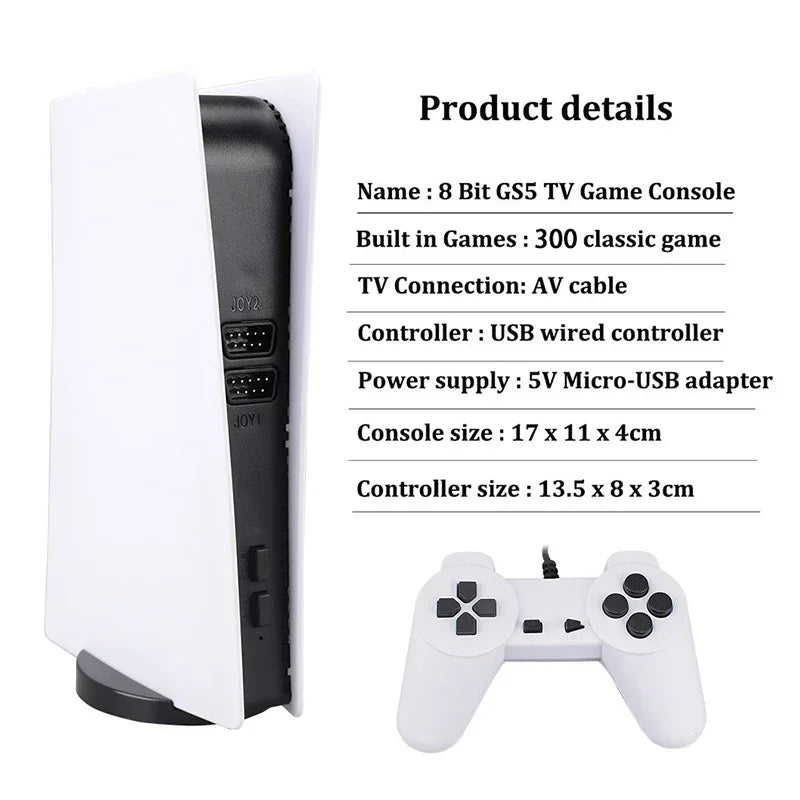 Console per videogiochi GS5 Mini TV Console di gioco portatile Gamepad cablati Videogioco 300 Gioco retrò Uscita HD Due giocatori per PS1 ecc