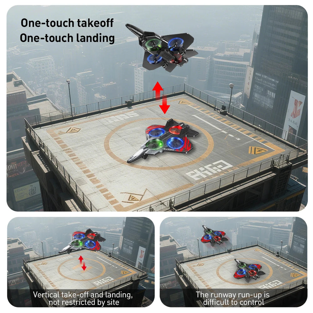 E72 High - Performance foam aircraft stunt intelligent fixed height hover 360 ° turn UAV remote LED lights control fighter toy