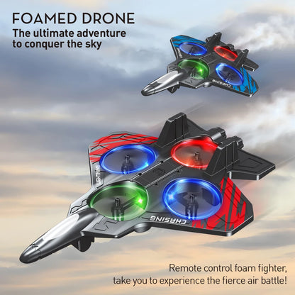 E72 High - Performance foam aircraft stunt intelligent fixed height hover 360 ° turn UAV remote LED lights control fighter toy