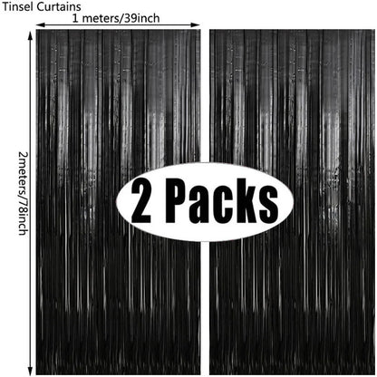 (Copy) Tende Decorative Oro Nero 2 Pezzi - Frangia Foil Metallico per Feste Laurea 2026 Compleanno Matrimonio