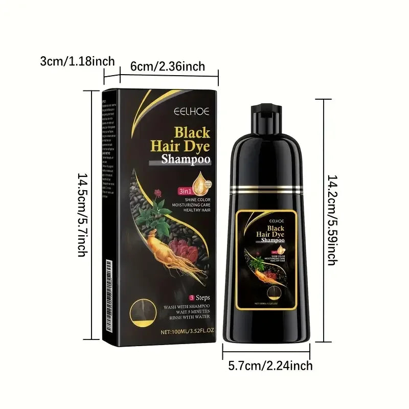 3 In 1 Instant Coloring Shampo Change Hair Color Gray Hair to Black Natural Black Color for Men Women Hair Dye Deep Nourishing