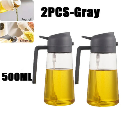 Multifunctional 2 in 1 Glass Oil Dispenser, 1 Count Oil Sprayer with Handle, Oil Dispenser for Cooking, Baking, Frying, Kitchen Utensils & Gadgets