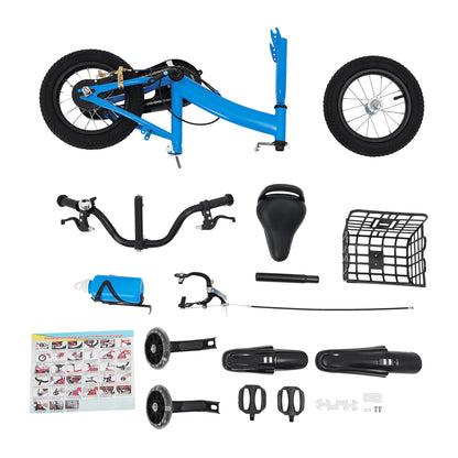 12 Inches Children's Bicycle with Training Wheels, Bottle Holder, Basket| Blue/Red/Pink Kids Bike for 2-5 Years