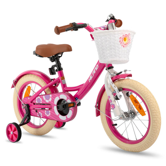 HILAND Girls Bike for Toddlers and Kids Ages 2-7 Years Old, 12 14 16 Inch Kids Bike for Boy and Girl with Training Wheels Basket