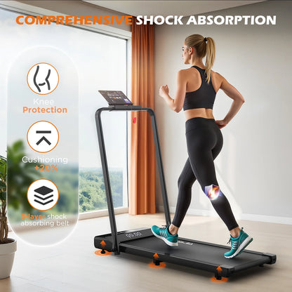 Treadmill with Remote, App & Button Control | LED Display | Safety Clip | Bluetooth Music | Quiet for Home/Office
