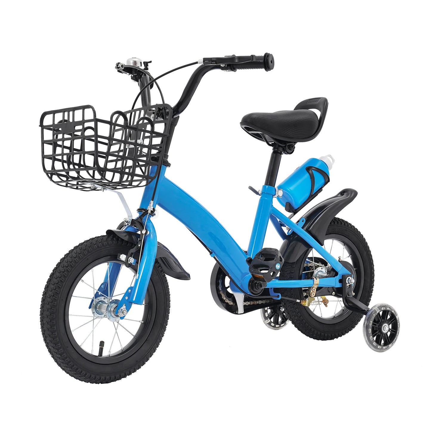 12 Inches Children's Bicycle with Training Wheels, Bottle Holder, Basket| Blue/Red/Pink Kids Bike for 2-5 Years