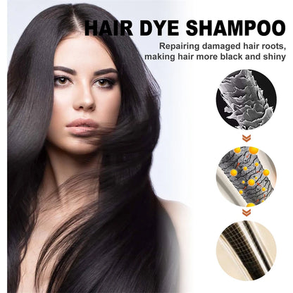 3 In 1 Instant Coloring Shampo Change Hair Color Gray Hair to Black Natural Black Color for Men Women Hair Dye Deep Nourishing