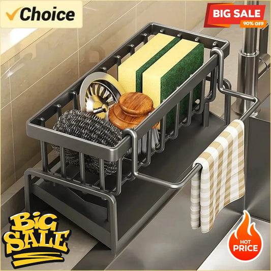 Organizer da Lavello con Ganci - Portaspugne Adesivo Multifunzionale Senza Foratura per Cucina