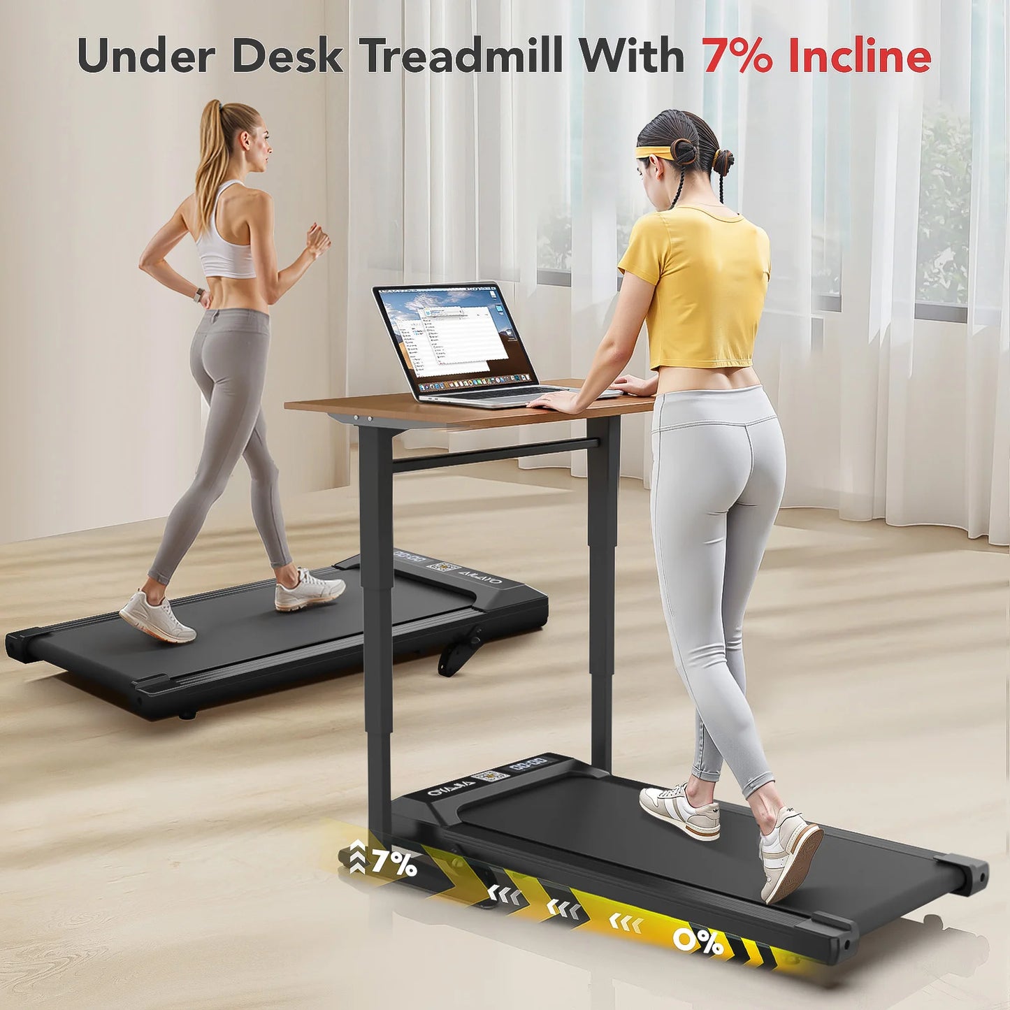Treadmill with Remote, App & Button Control | LED Display | Safety Clip | Bluetooth Music | Quiet for Home/Office