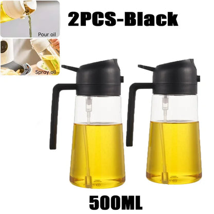 Multifunctional 2 in 1 Glass Oil Dispenser, 1 Count Oil Sprayer with Handle, Oil Dispenser for Cooking, Baking, Frying, Kitchen Utensils & Gadgets