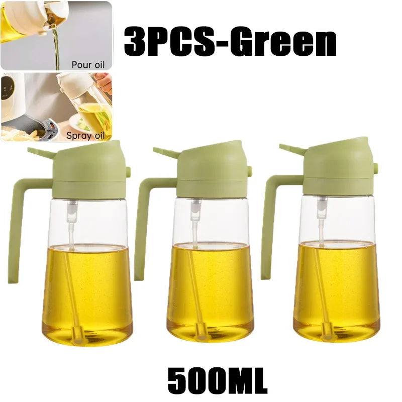 Multifunctional 2 in 1 Glass Oil Dispenser, 1 Count Oil Sprayer with Handle, Oil Dispenser for Cooking, Baking, Frying, Kitchen Utensils & Gadgets
