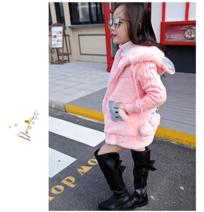 Big Size Winter Girls Jackets Keep Warm Thicken Christmas Coat Autumn Hooded Zipper Waterproof Outerwear Kids Clothes 3-12 Years
