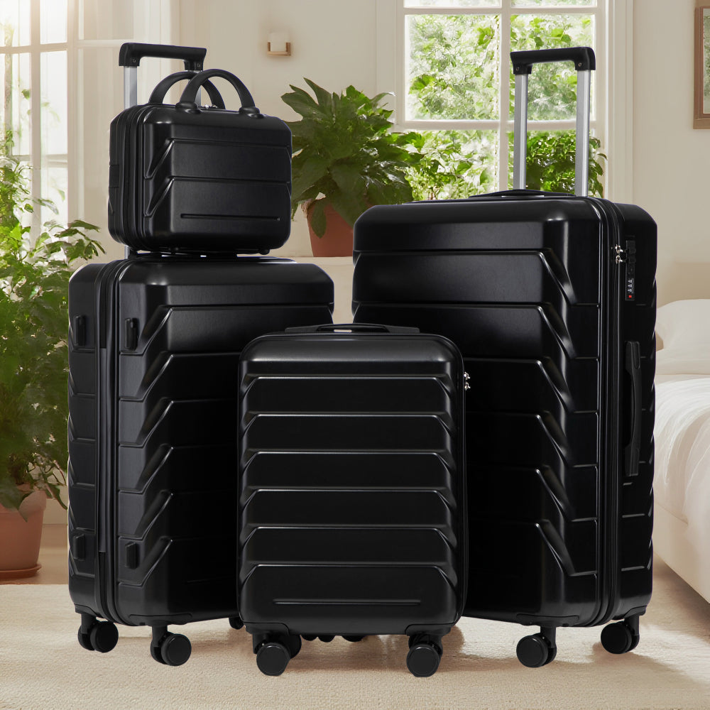 Set Valigie FAUMRTA 4 Pezzi - Trolley ABS Impermeabile con Beauty Case