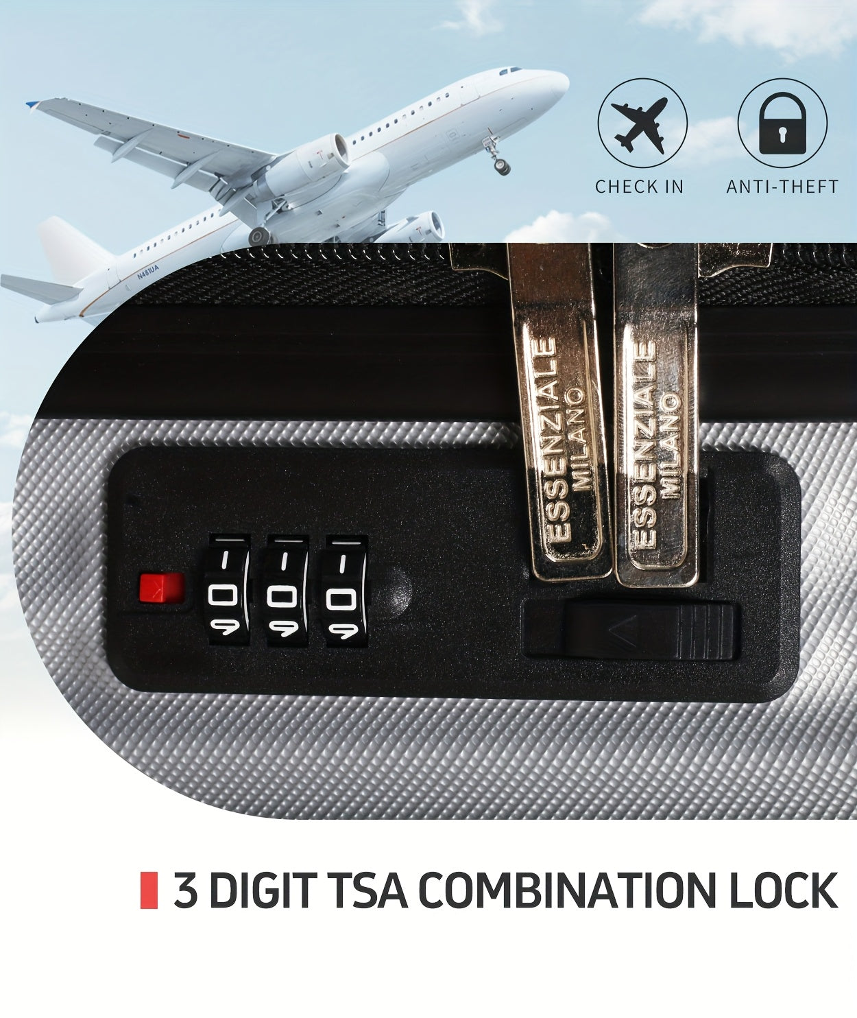 Set Valigie YSTYLE 5 Pezzi - Trolley Leggero con Ruote Silenziose e Lucchetto TSA