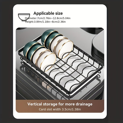 3-Tier Dish Drying Rack Dish Organizer Compact Kitchen Dish Rack Drainboard Set Dish Drainer with Utensil Holder