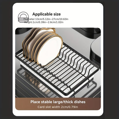 3-Tier Dish Drying Rack Dish Organizer Compact Kitchen Dish Rack Drainboard Set Dish Drainer with Utensil Holder