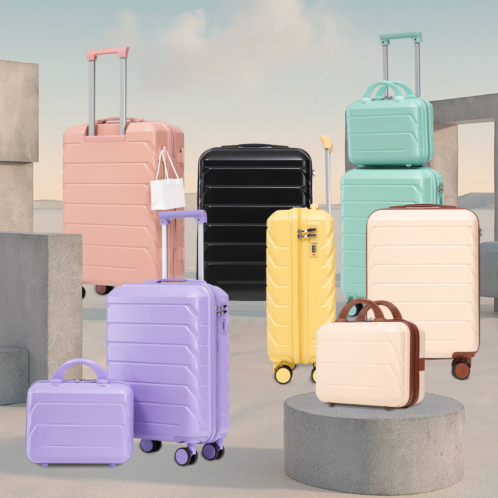 Set Valigie FAUMRTA 4 Pezzi - Trolley ABS Impermeabile con Beauty Case