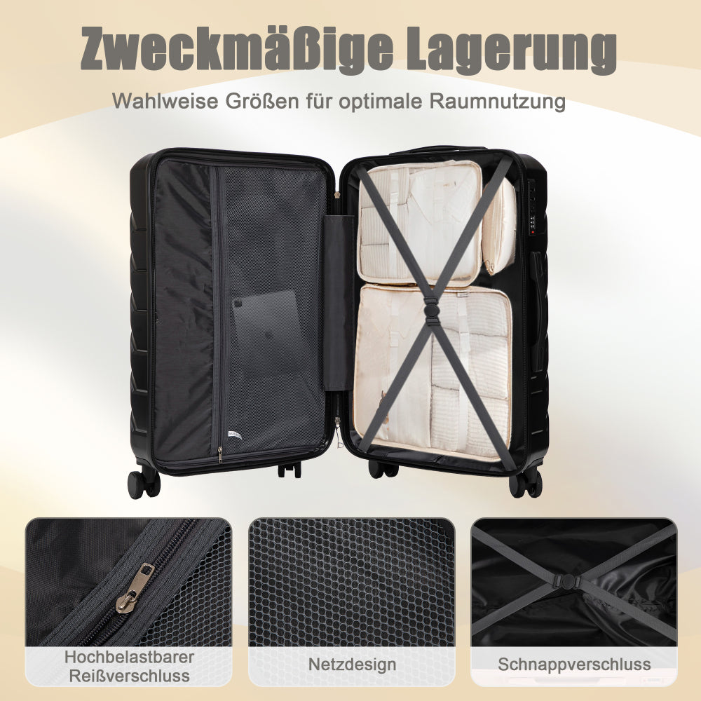 Set Valigie FAUMRTA 4 Pezzi - Trolley ABS Impermeabile con Beauty Case