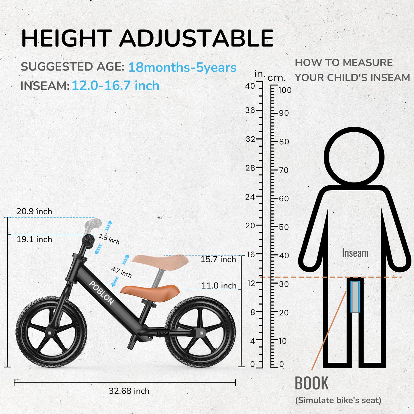 POBLON Balance Bike, 2025 Newest Toddler Balance Bike for 2-5 Years Old Boys & Girls, No Pedal Kids Bicycle Toys, Tool-Free Adjustment, EVA Foam Tires Lightweight 7.8 lbs, Gift for Birthday & Christmas & New Year, White/Pink/