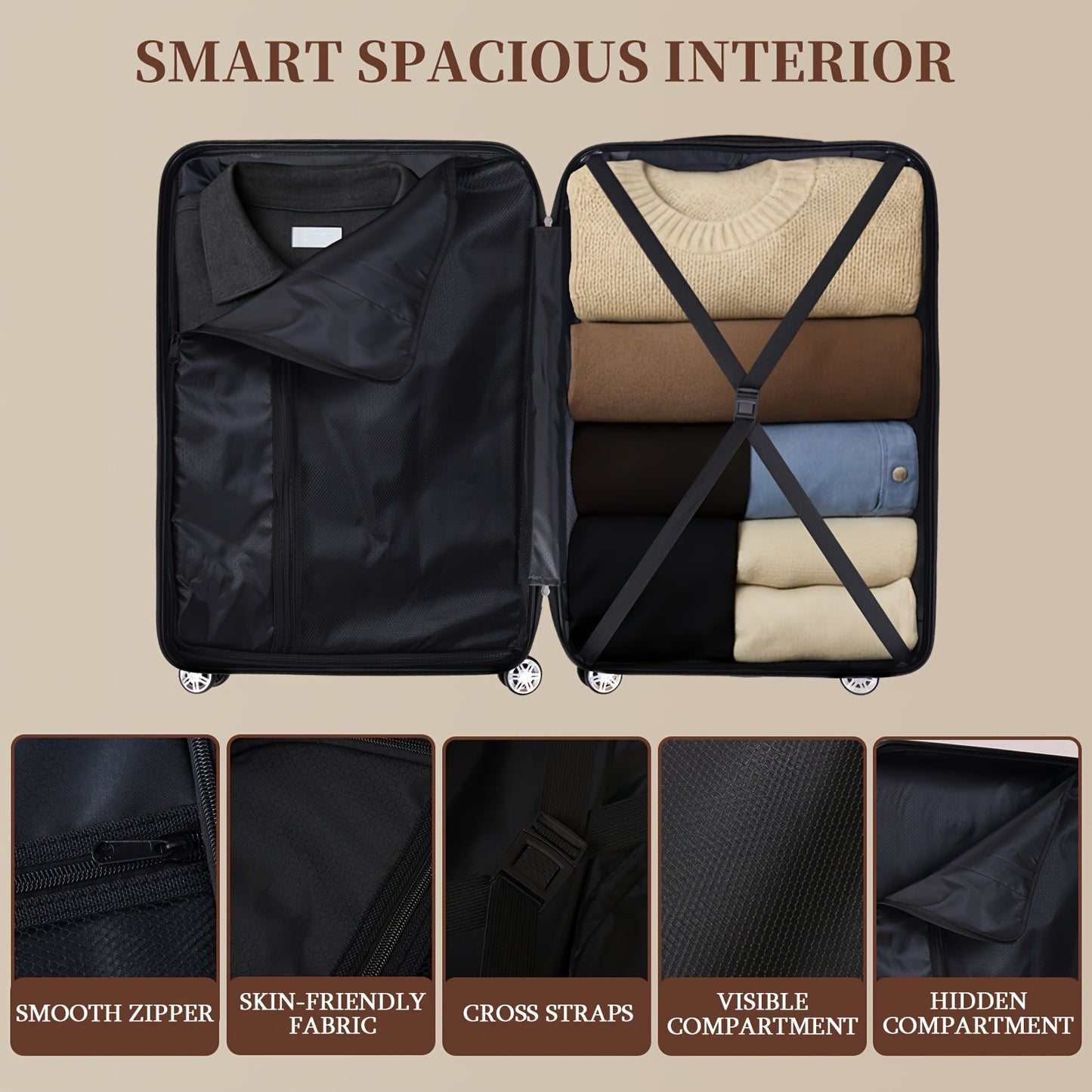 Set Valigie Rigide ABS YSTYLE 3/5 Pezzi con Lucchetto TSA e Ruote Silenziose 360° | 12-28 Pollici