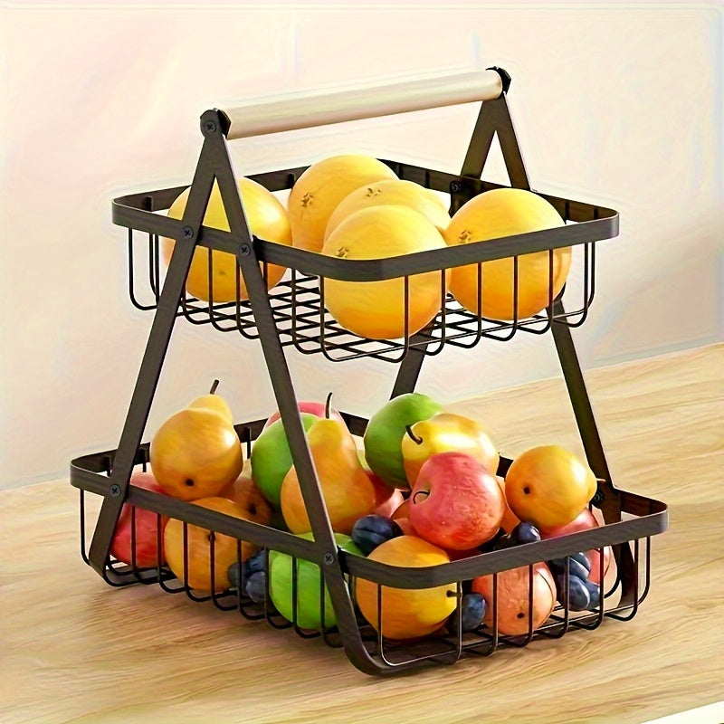 Cestino Portafrutta in Metallo 2/3 Ripiani - Organizer da Cucina Salvaspazio per Frutta, Verdura e Snack