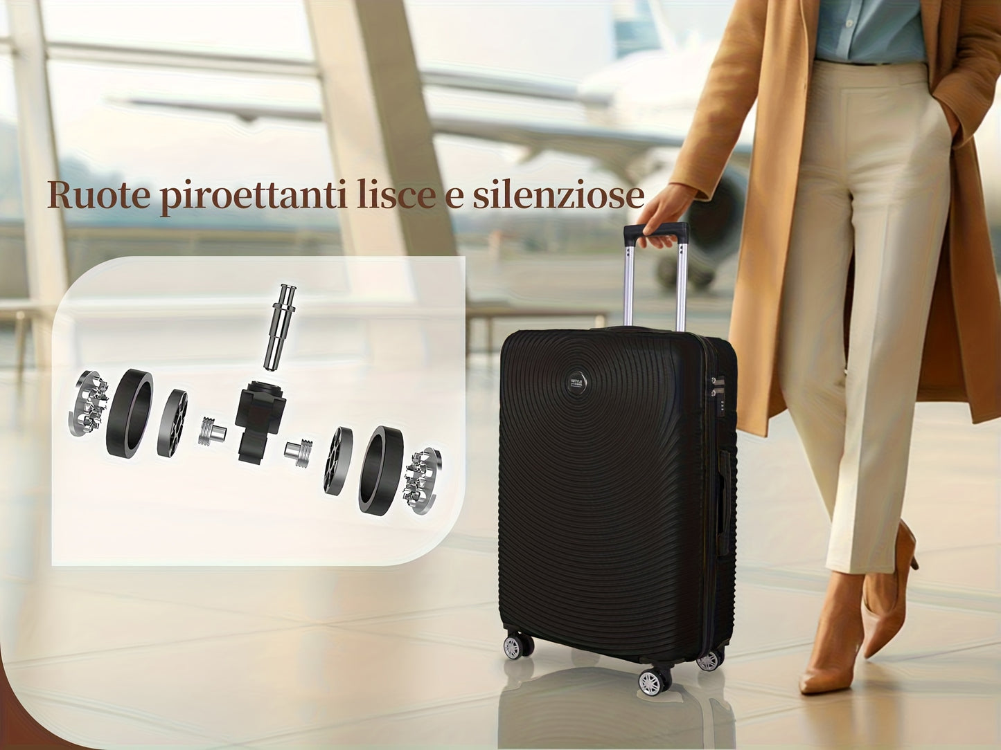 Set Valigie YSTYLE 3/5 Pezzi - Trolley ABS con Ruote Silenziose e Lucchetto TSA