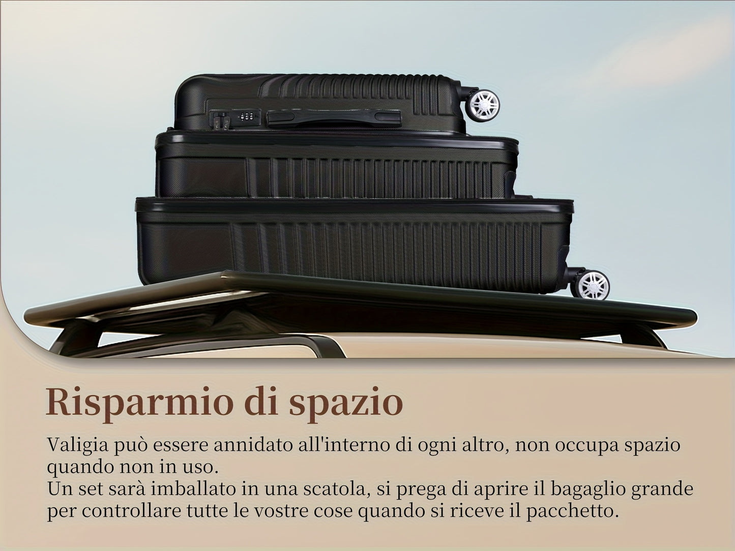 Set Valigie YSTYLE 3/5 Pezzi - Trolley ABS con Ruote Silenziose e Lucchetto TSA