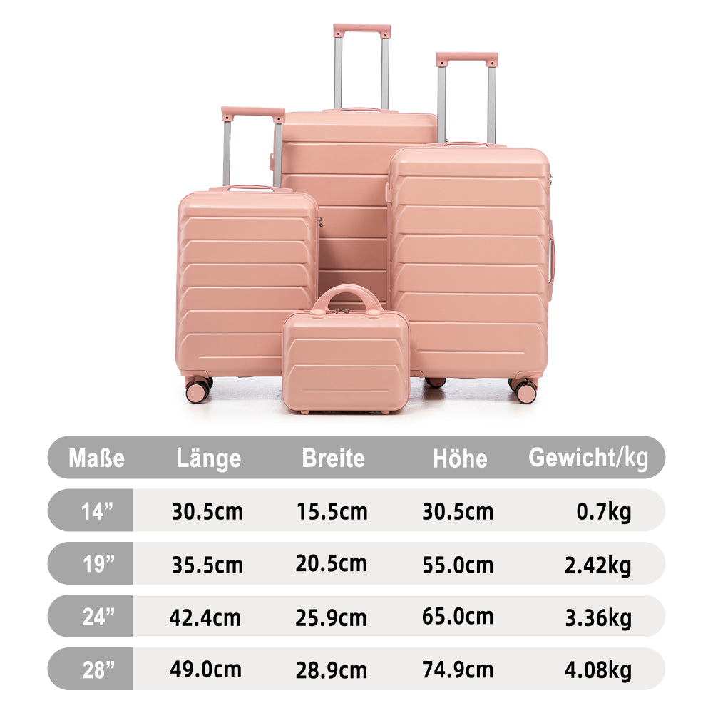 Set Valigie FAUMRTA 4 Pezzi - Trolley ABS Impermeabile con Beauty Case