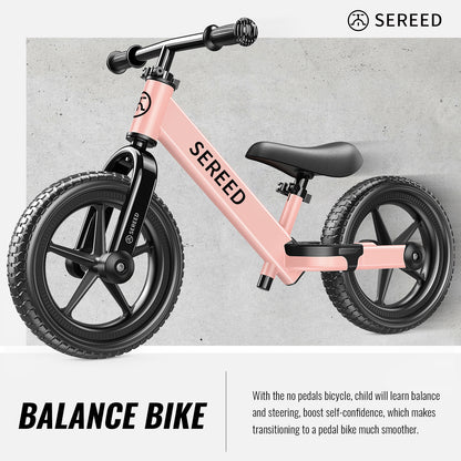 SEREED Balance Bike, 2025 Upgrade Toddler Balance Bike for 2-5 Years Old Boys & Girls, No Pedal Kids Bicycle Toys, Tool-Free Adjustment, Customize Plate with Stickers,