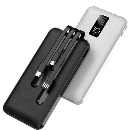 Power Bank 20000mAh Ricarica Rapida con 4 Cavi USB Inclusi - Caricabatterie Portatile Universale