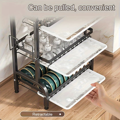 3-Tier Dish Drying Rack Dish Organizer Compact Kitchen Dish Rack Drainboard Set Dish Drainer with Utensil Holder