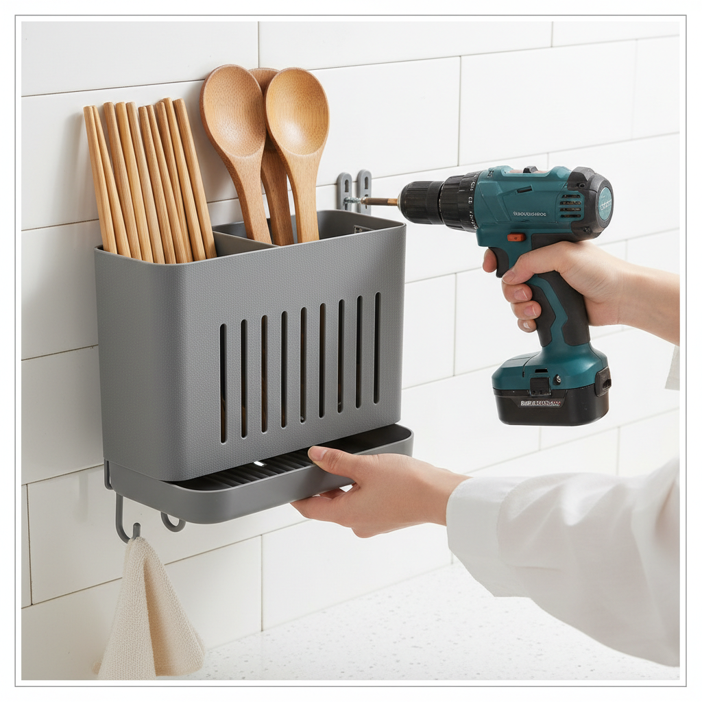 Portabacchette installato in cucina - Vista applicazione